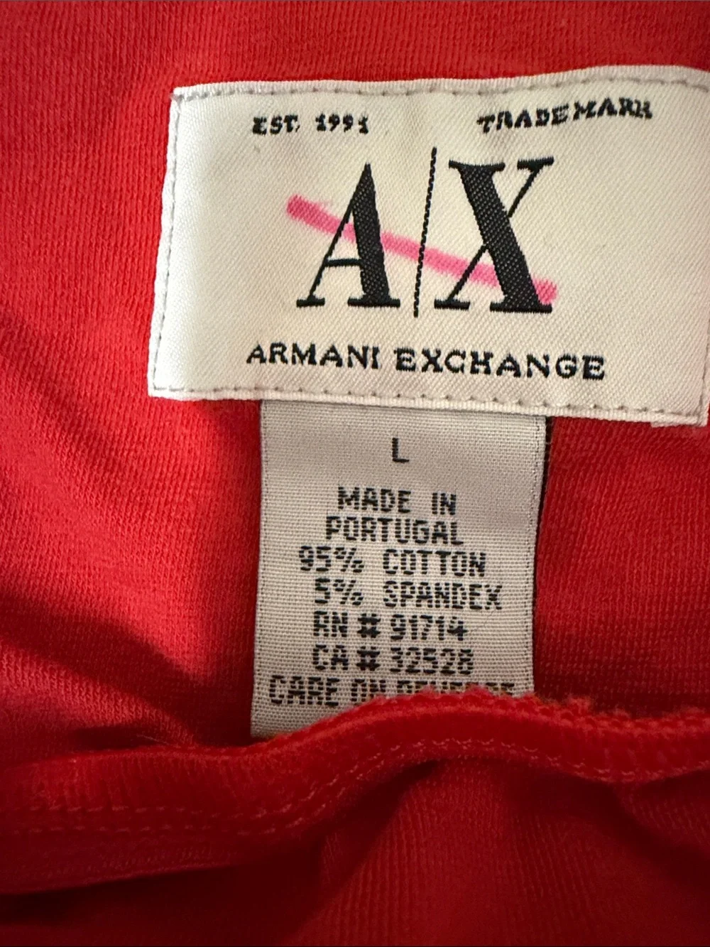 🍒Armani Exchange Bright Red Cotton Blend Top - Picture 2 of 6